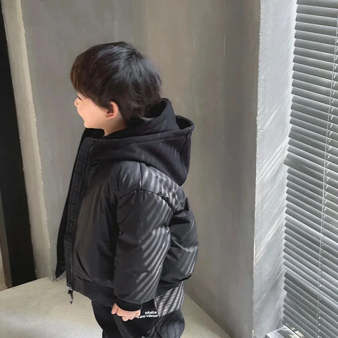 秋冬款儿童羽绒服男童女童加厚连帽白鸭绒外套中小童外穿保暖衣服