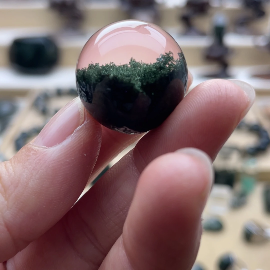 水晶颈饰未镶嵌绿幽灵聚宝盆球定制不退换