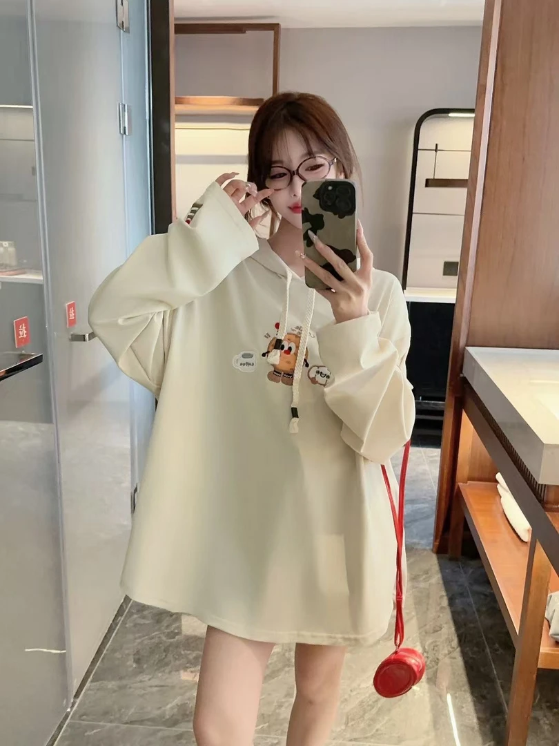 春季不加绒大码新款百搭时尚气质可爱减龄长袖卫衣女（30）