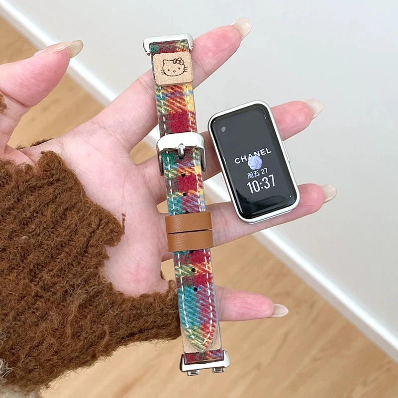 新款格纹Kitty适用华为手环10表带智能运动9代创意fit3腕带8代