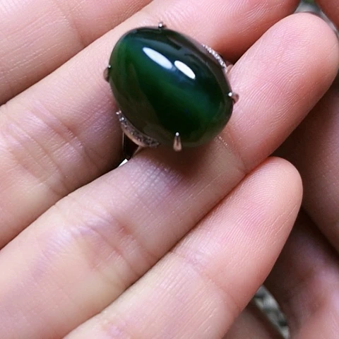 银S925镶嵌戒指和田玉