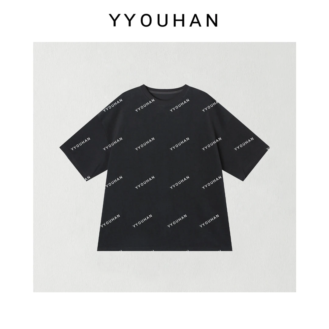 月月不吃鱼2025春款小众设计后背刺绣贴标宽松T恤上衣 2502C512