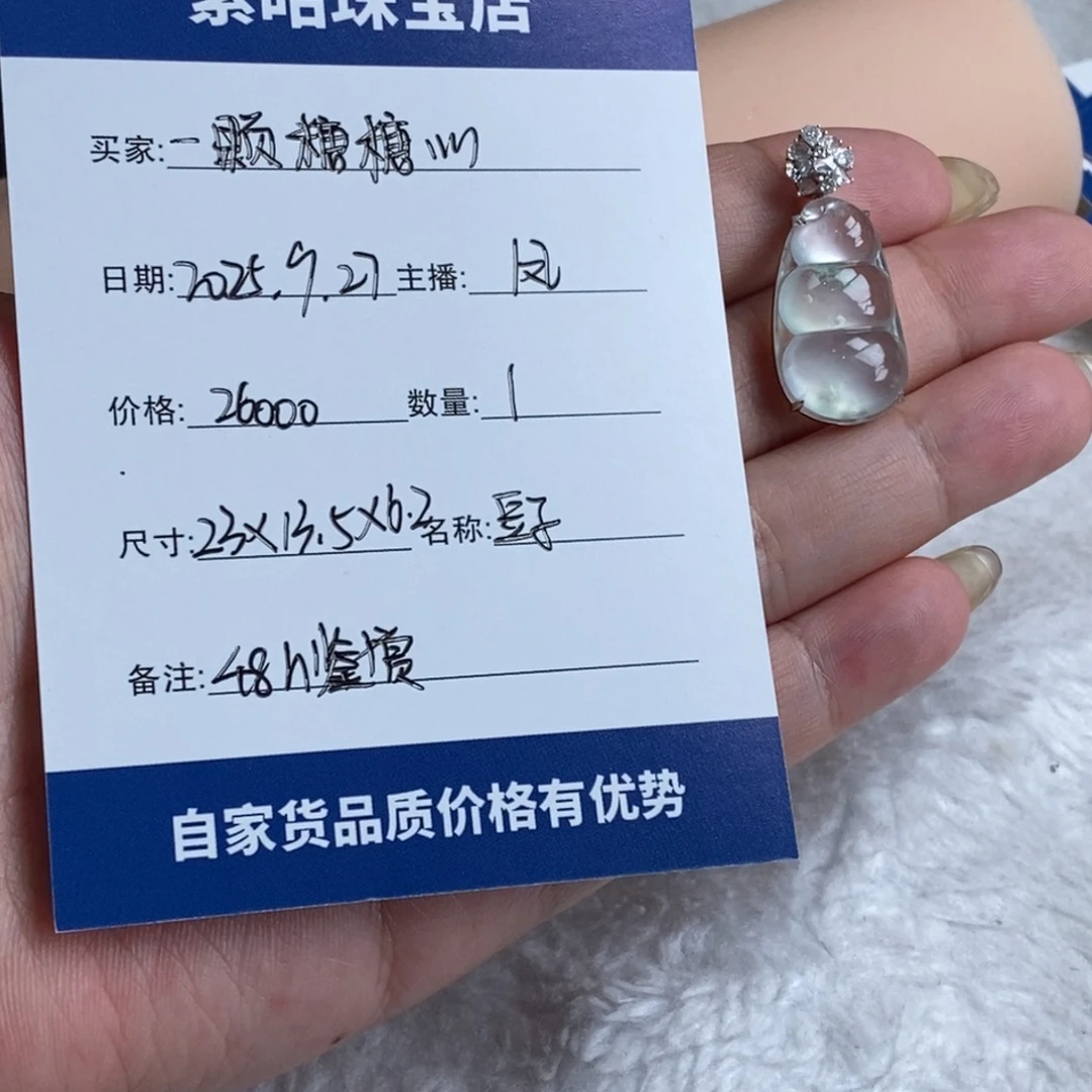 一***西翡翠18K金镶嵌颈饰豆子