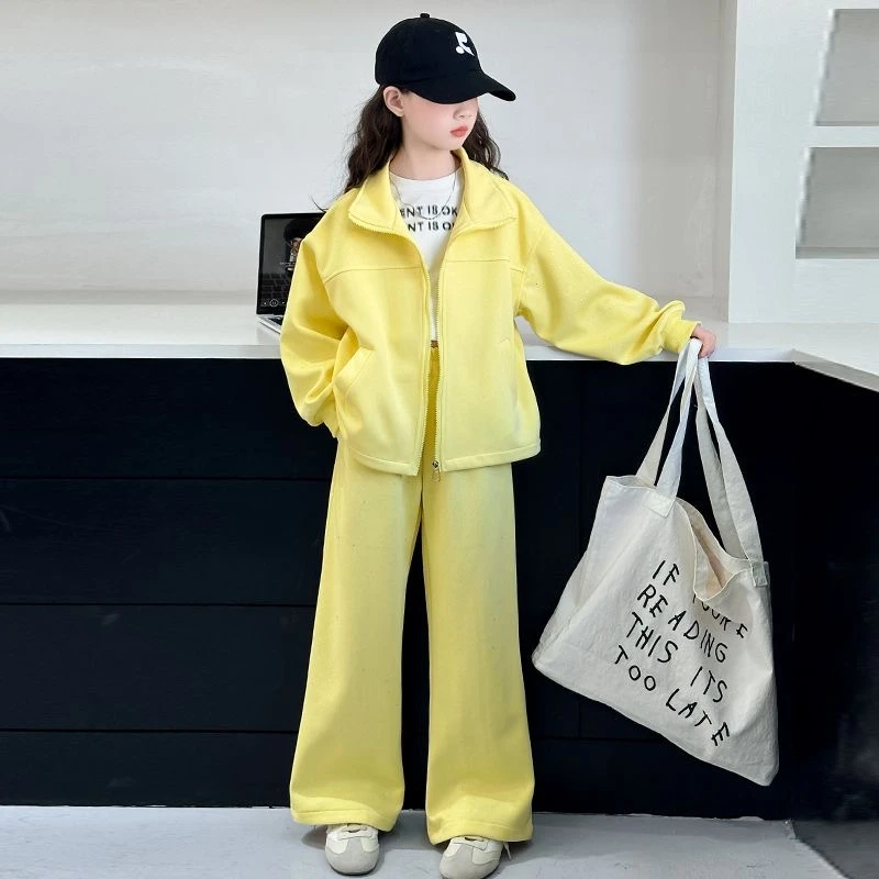 CSC2054女童撒银套装2025春秋儿童时髦新款中大童洋气外套两件套