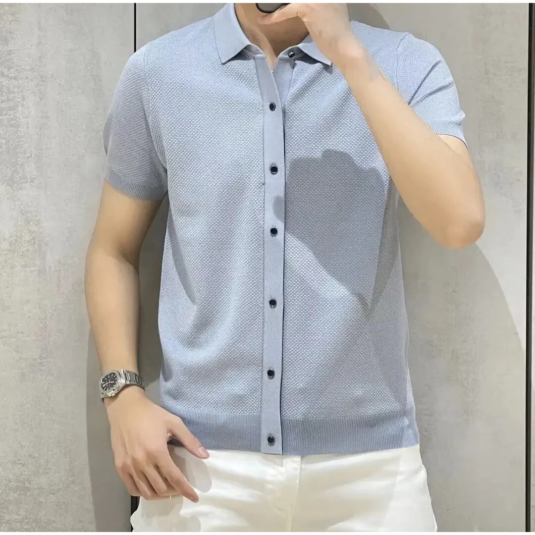 2025秋季款男士POLO衫时尚休闲短袖开衫款商务绅士修身大气抗起球