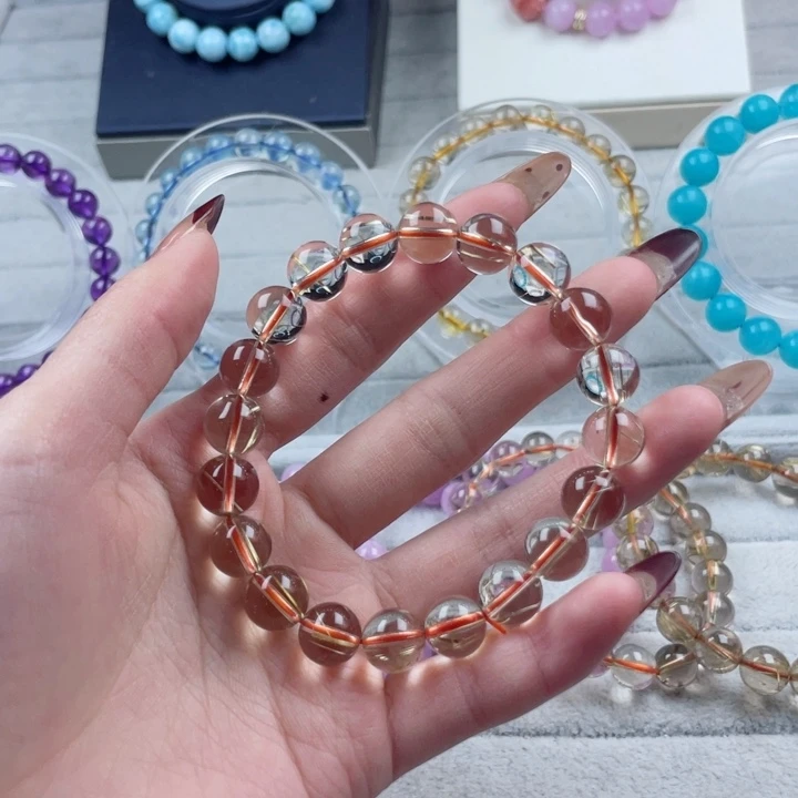 水晶珠宝半成品未镶嵌金发晶10mm手串