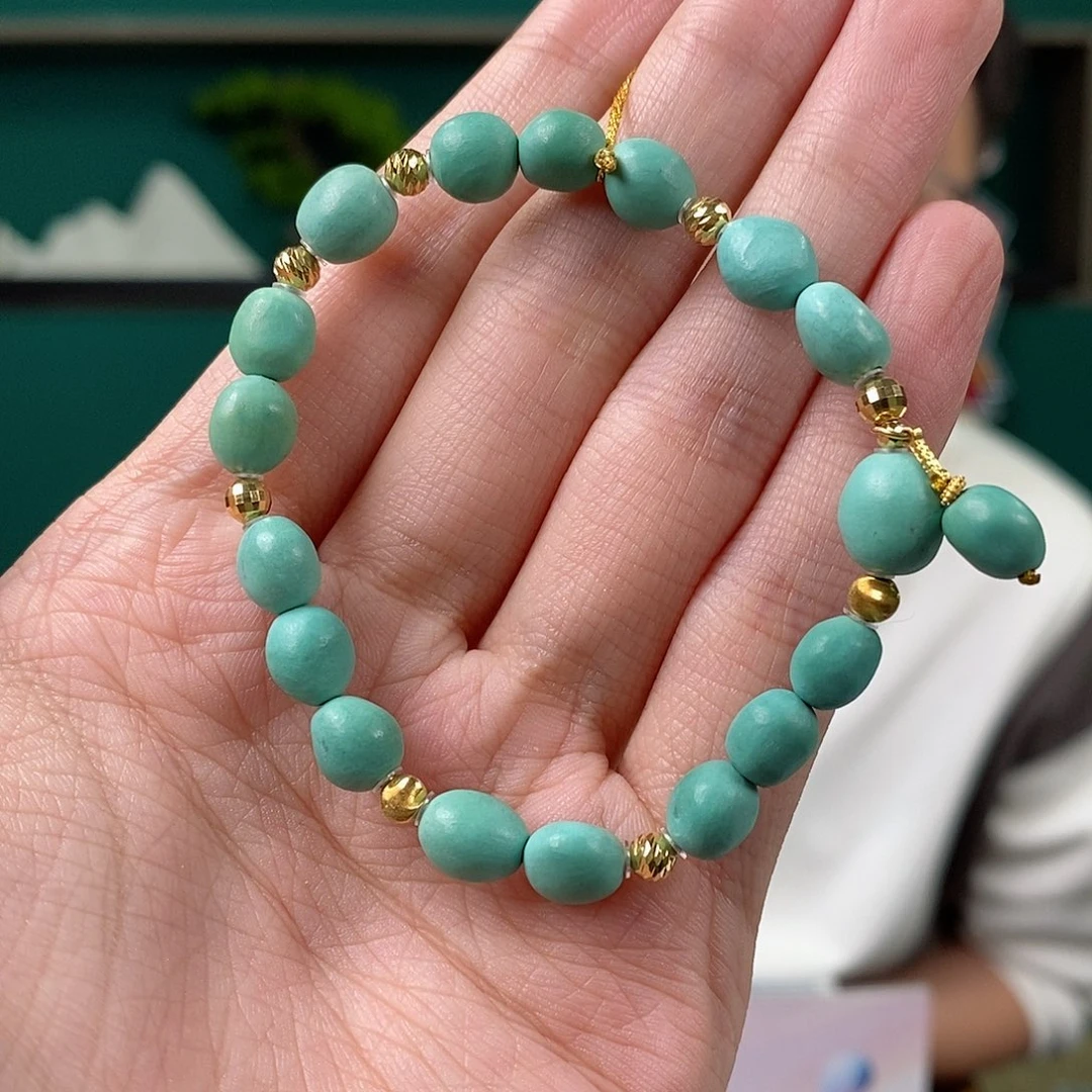 绿松石18K金镶嵌珠宝奇石