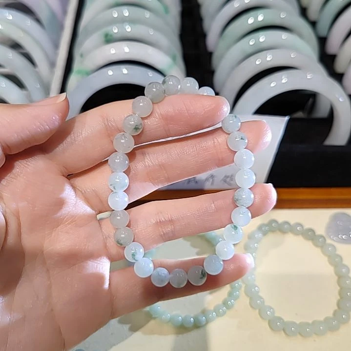 翡翠未镶嵌手链天然缅甸翡翠A货飘花手串