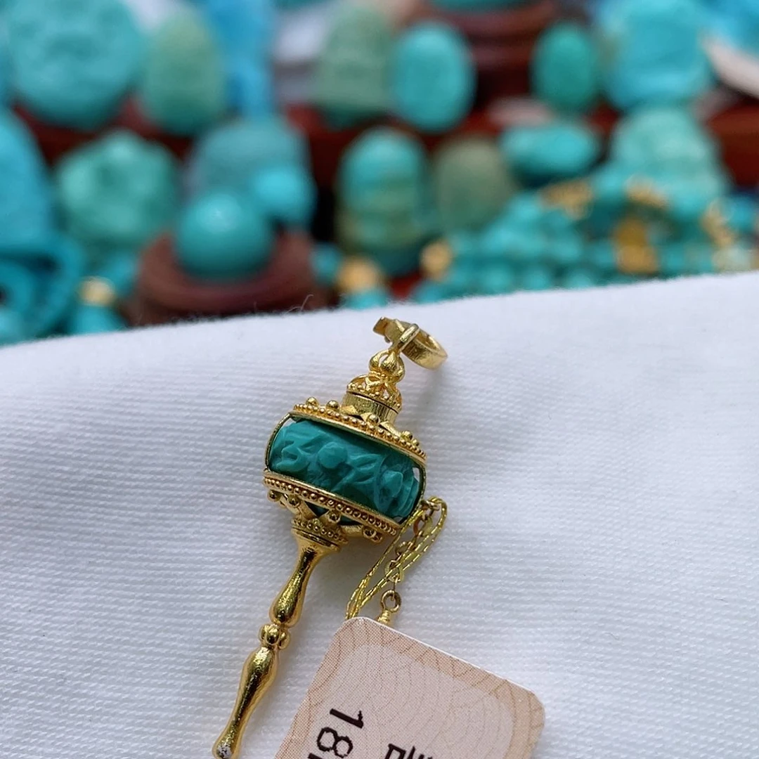 绿松石18K金镶嵌珠宝半成品