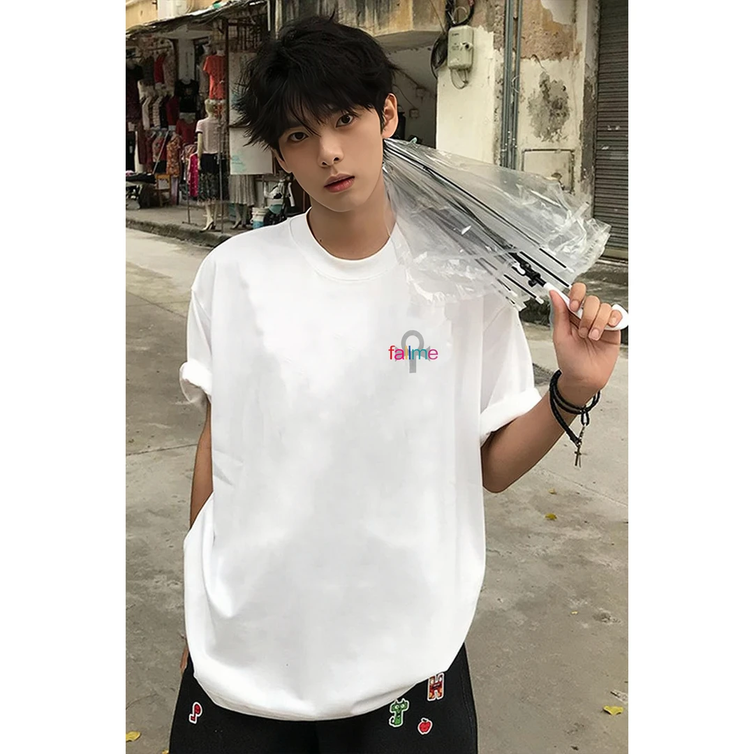 新款夏季新款男士短袖t恤宽松显瘦简约通勤风百搭时尚情侣款上衣