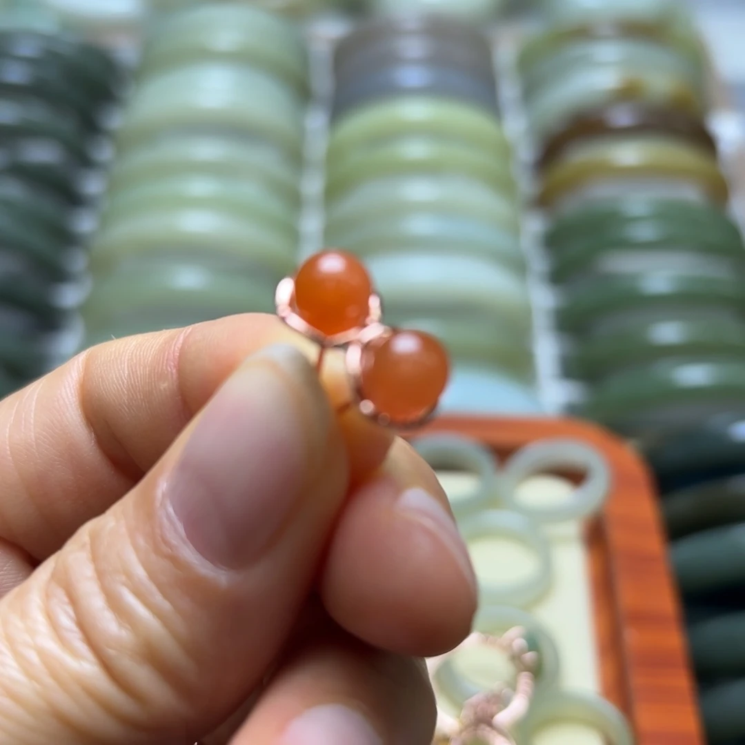 和田玉戒指银S925镶嵌