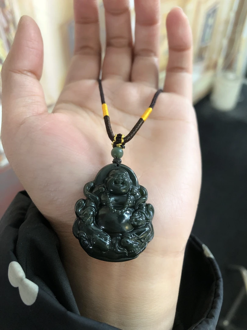 和田玉沙枣青特细料佛公气质百搭