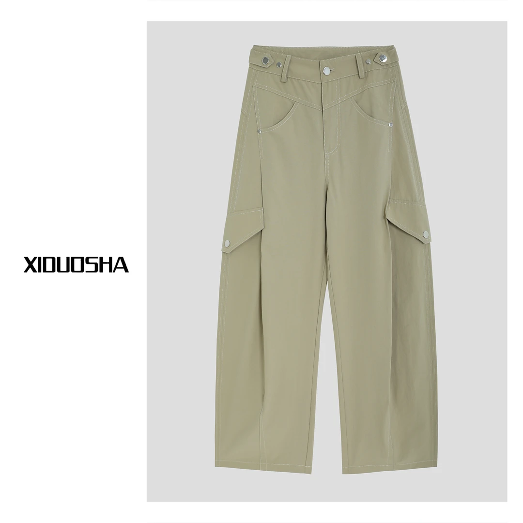 XIDUOSHA/喜朵莎夏款新品中腰隔断线条直筒裤 XDS1395