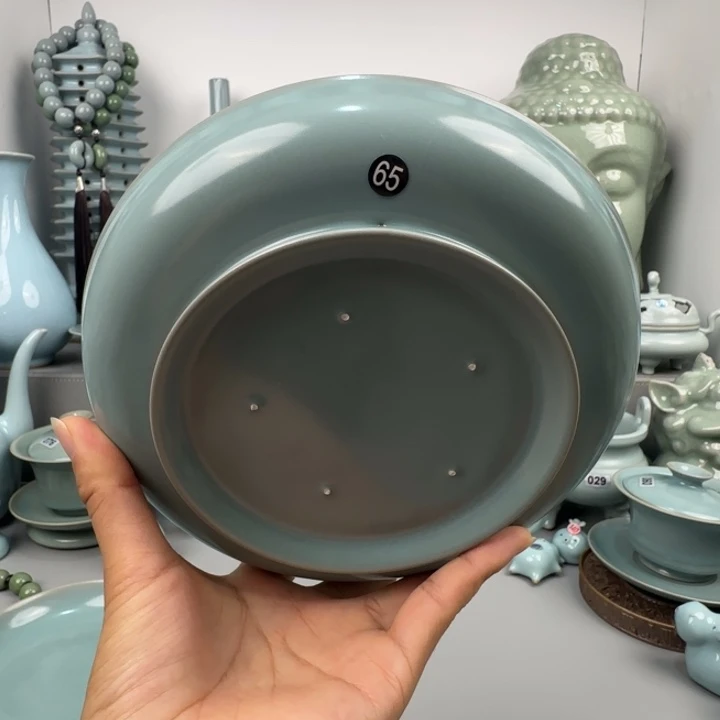 摆件汝瓷汝窑盘支钉烧仿古釉微瑕