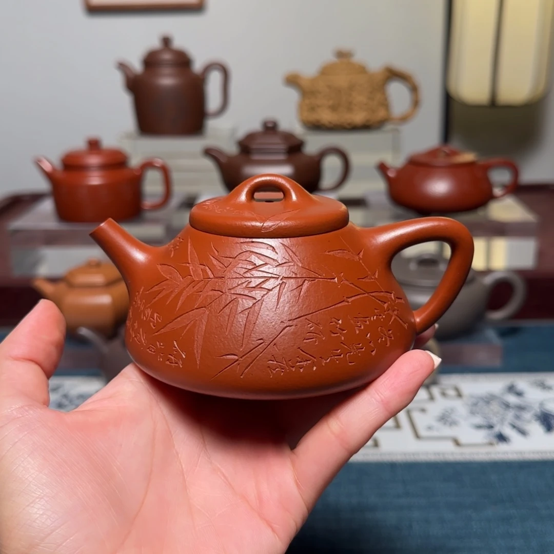 茶壶紫砂全手工小煤窑子冶石瓢小煤窑朱泥 230cc