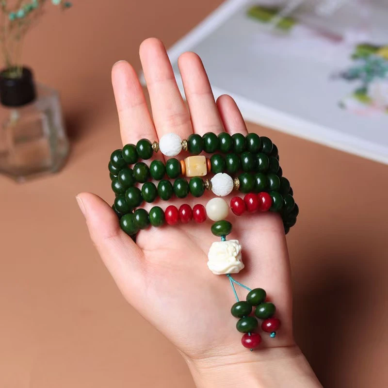 非金属珐琅手链  百搭敦煌飞天108颗菩提子佛珠念珠手串链佛手坠