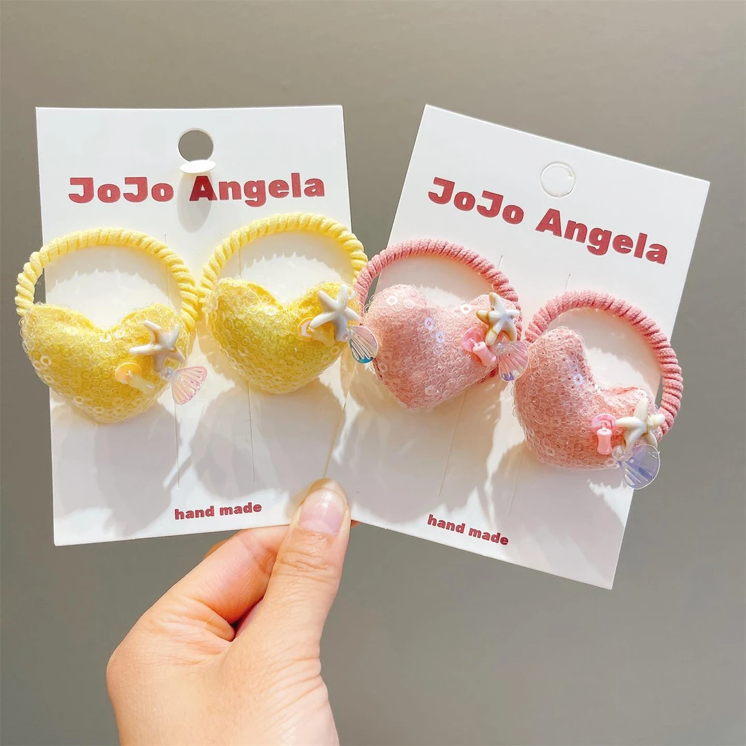 儿童发饰女童贝壳海星亮片爱心发圈宝宝头绳女童扎马尾辫皮筋头饰