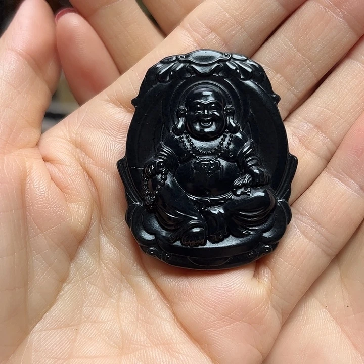 和田玉（墨玉）未镶嵌项圈小佛公