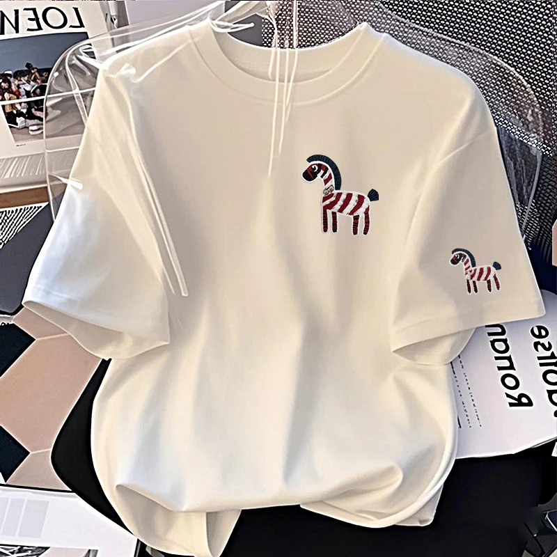 【6-3最新】2025纯棉男女同款纯棉T恤短袖t恤男女夏季ins潮宽松印花