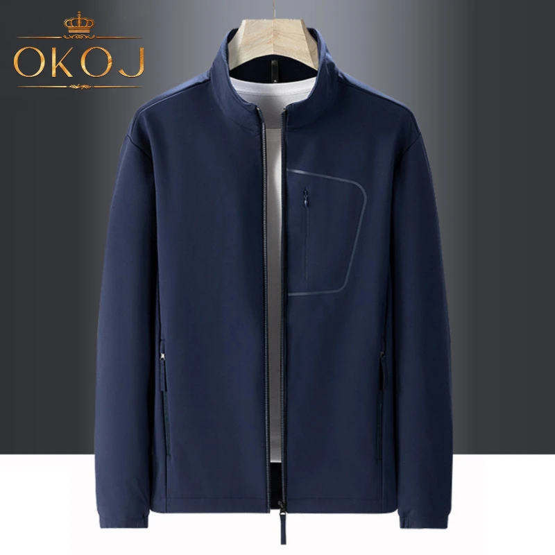 OKOJ软壳衣男立领夹克防风防泼水秋季新款大码抓绒休闲茄克衣外套