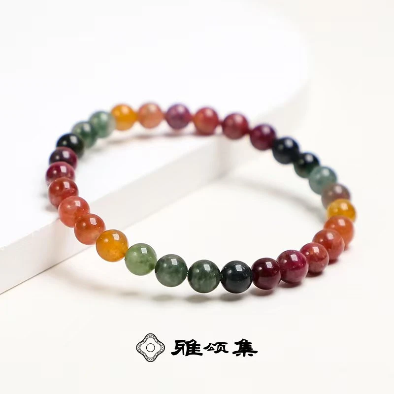 雅颂集天然碧玺G2630彩虹单圈6m+女款精美手串素圈百搭颜色微差