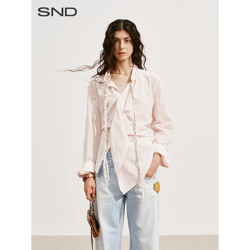 【MEDIUM WELL 设计师品牌】SND SS25 麻花飘带两穿衬衫