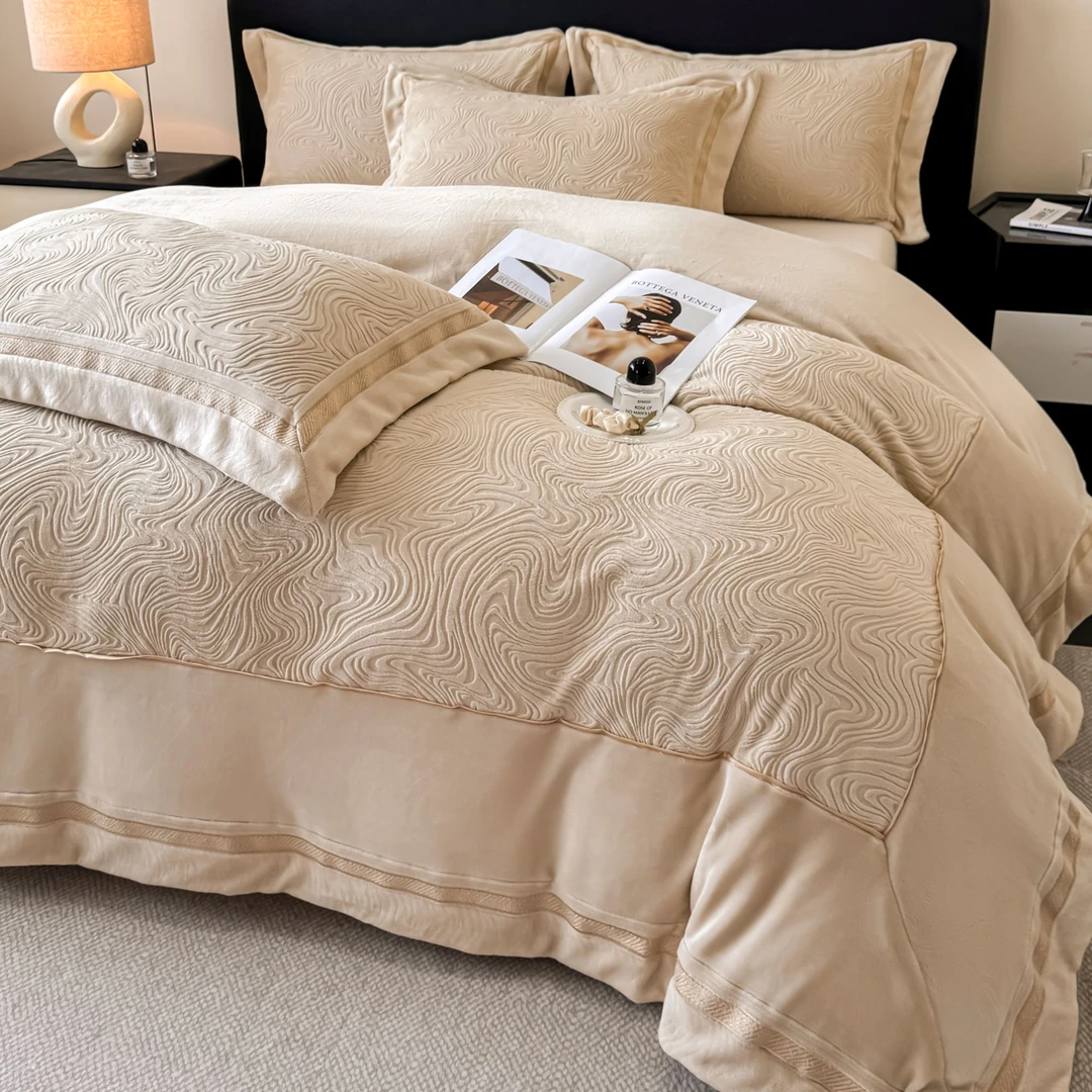 高级感防静电牛奶绒床上四件套冬季加厚双面绒被套珊瑚绒床单床笠