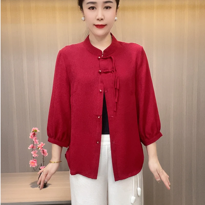 8563新款春夏时尚开衫中老年女装优雅透气中国风中式上衣妈妈装