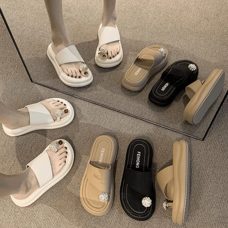 拖鞋女外出外穿夏季新款凉鞋时尚百搭小个子厚底流行绝美凉拖鞋