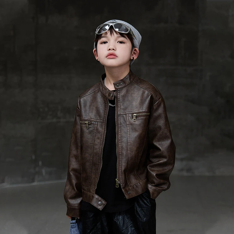 男童皮衣外套春秋款2025新款韩版潮流痞帅儿童秋装中大童机车夹克