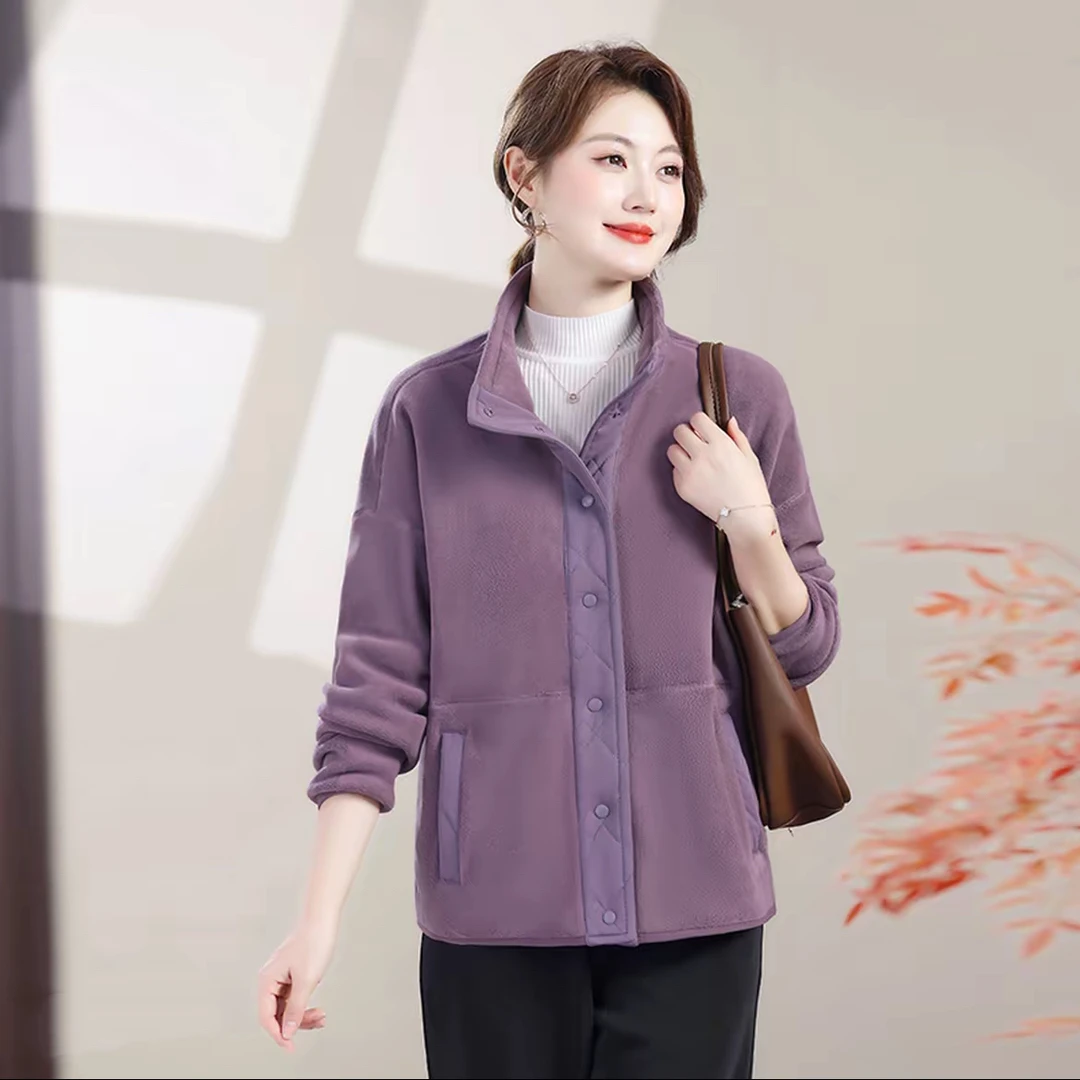 秋冬中年气质大码加厚长袖中老年妈妈装时尚双面保暖加绒外套冬季