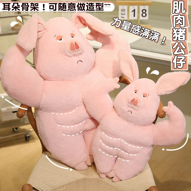 肌肉猪猪公仔毛绒肌肉猪玩偶搞怪睡觉抱枕生日礼物女生小朋友