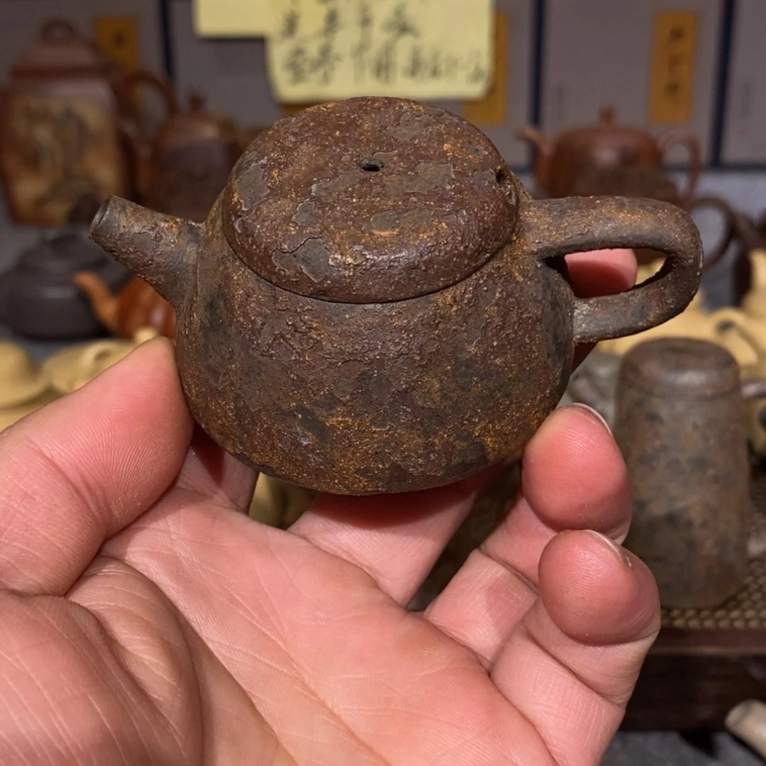 紫砂茶壶手捏蛋壳轻坯薄胎复古青铜器60cc