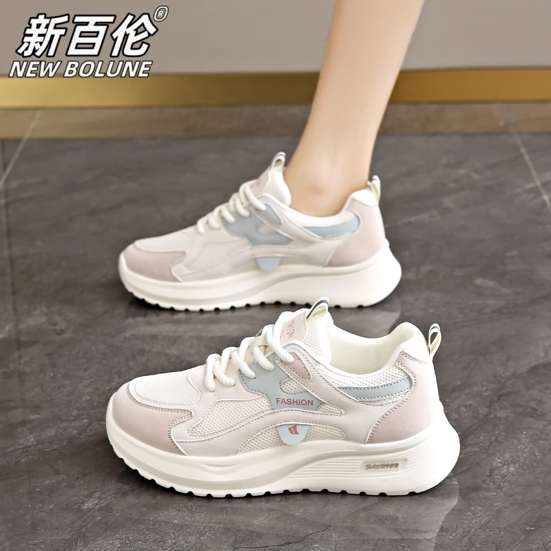 新百伦女鞋休闲运动鞋2025夏季新款防滑老爹鞋阿甘鞋踩屎感跑步鞋