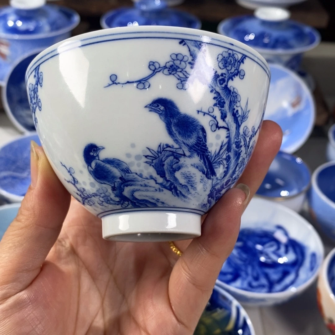 青花花鸟主人杯杯