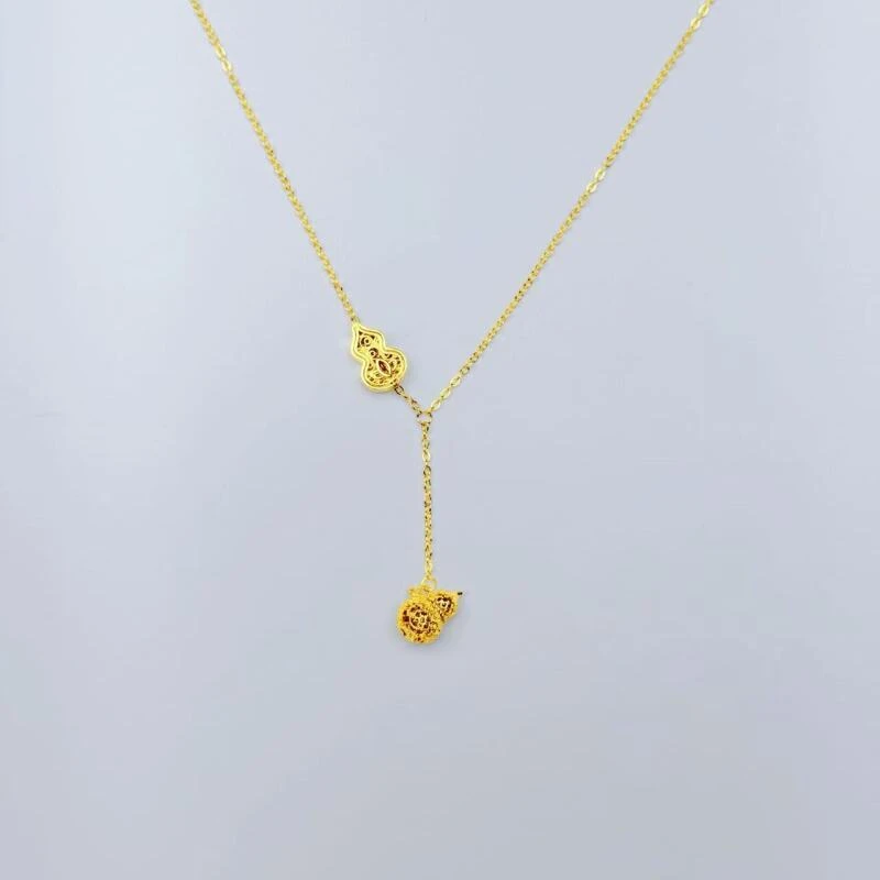 铜合金项链 铜合金 镂空葫芦项链