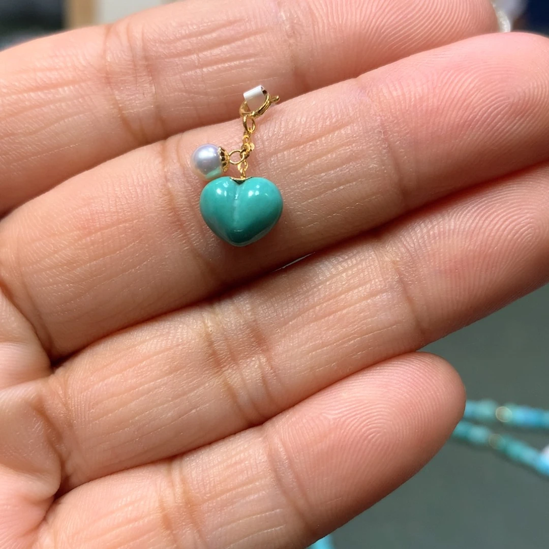 18K金镶嵌绿松石挂件