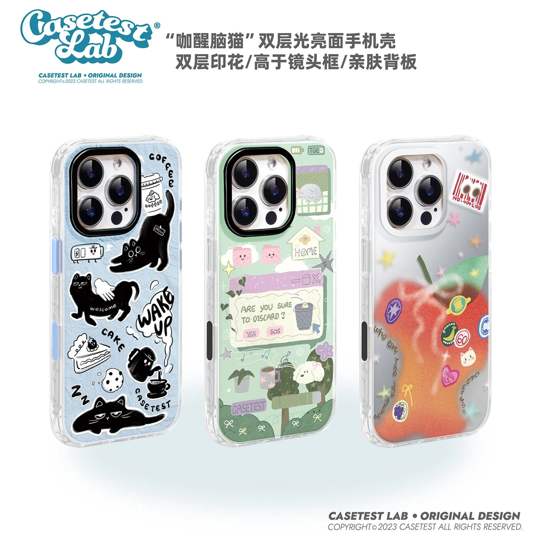 壳试验咖醒脑猫咖带相机按键适用iPhone16promax15手机壳卡通萌系