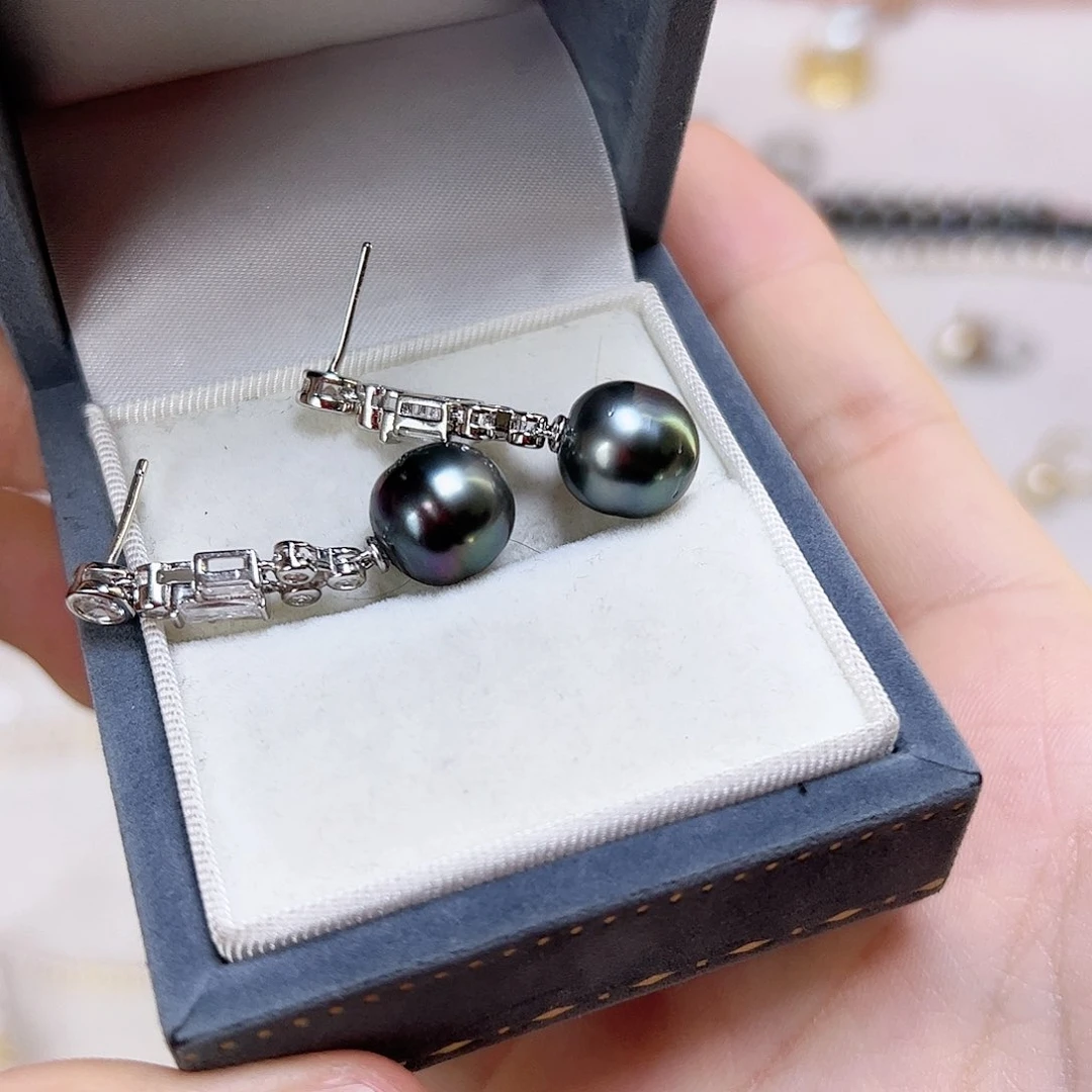 海水珍珠耳饰银S925镶嵌