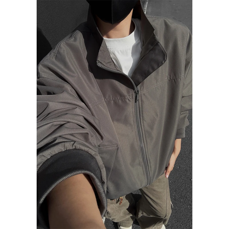 春秋美式百搭夹克工装三防立领外套宽松飞行员潮流休闲男冲锋衣