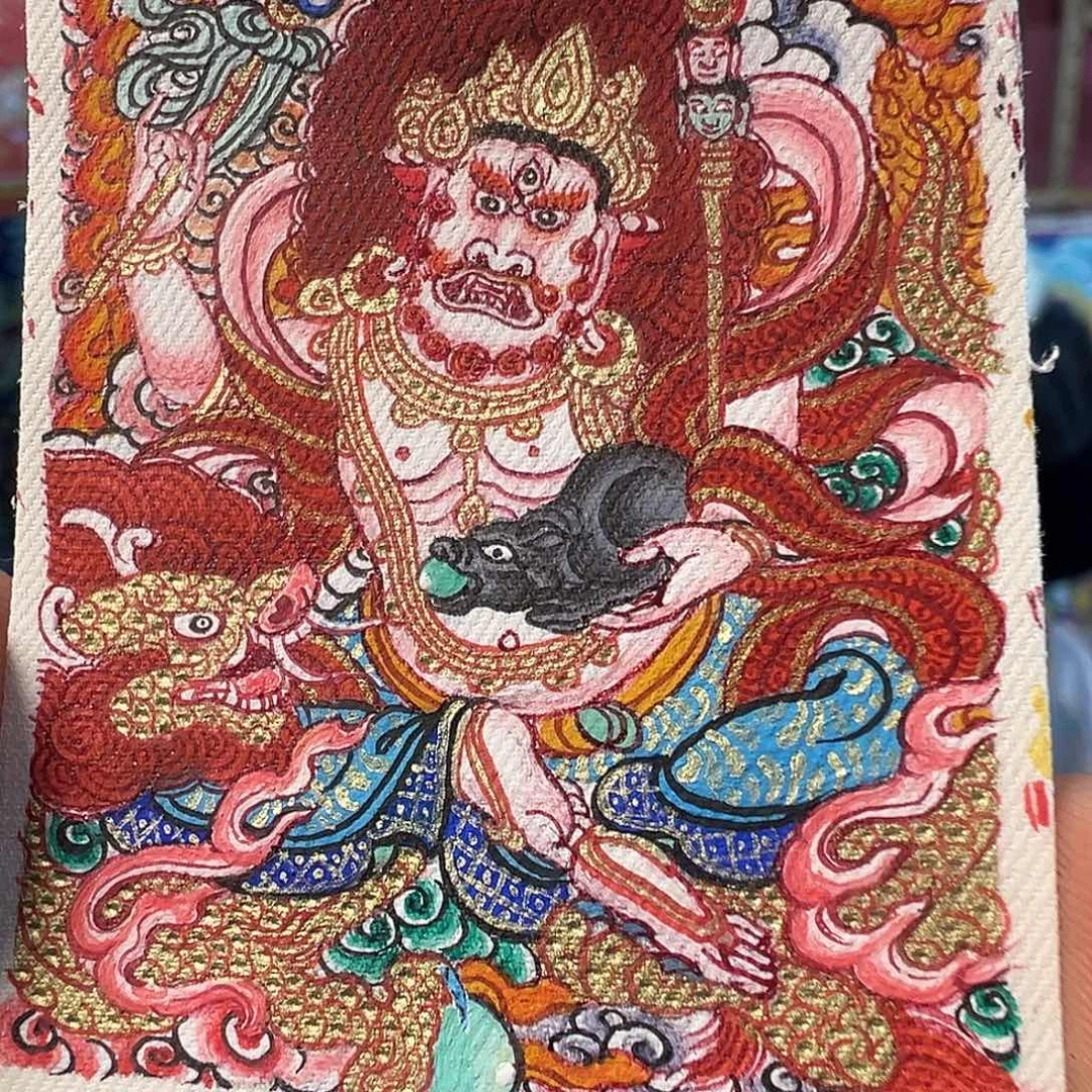 吊坠纯手绘唐卡白财