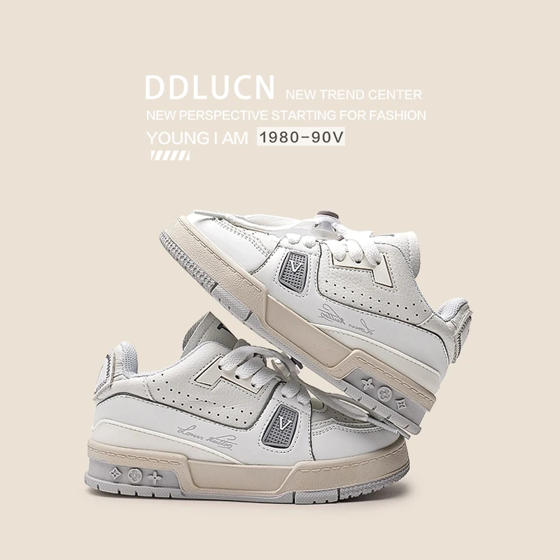 真皮儿童透气小白鞋百搭时尚潮流低帮复古厚底女童运动男童单鞋潮