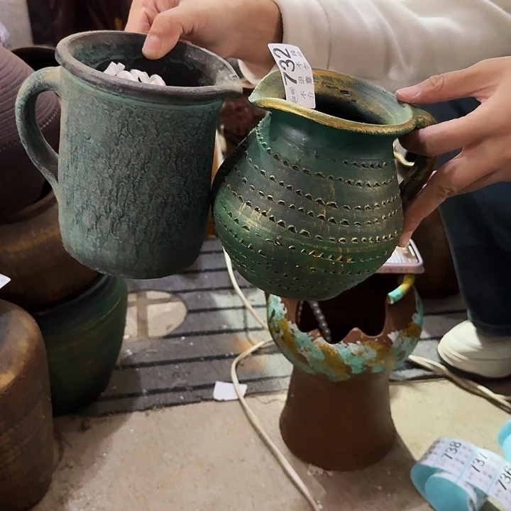 绿色单耳一对732高度14口径10