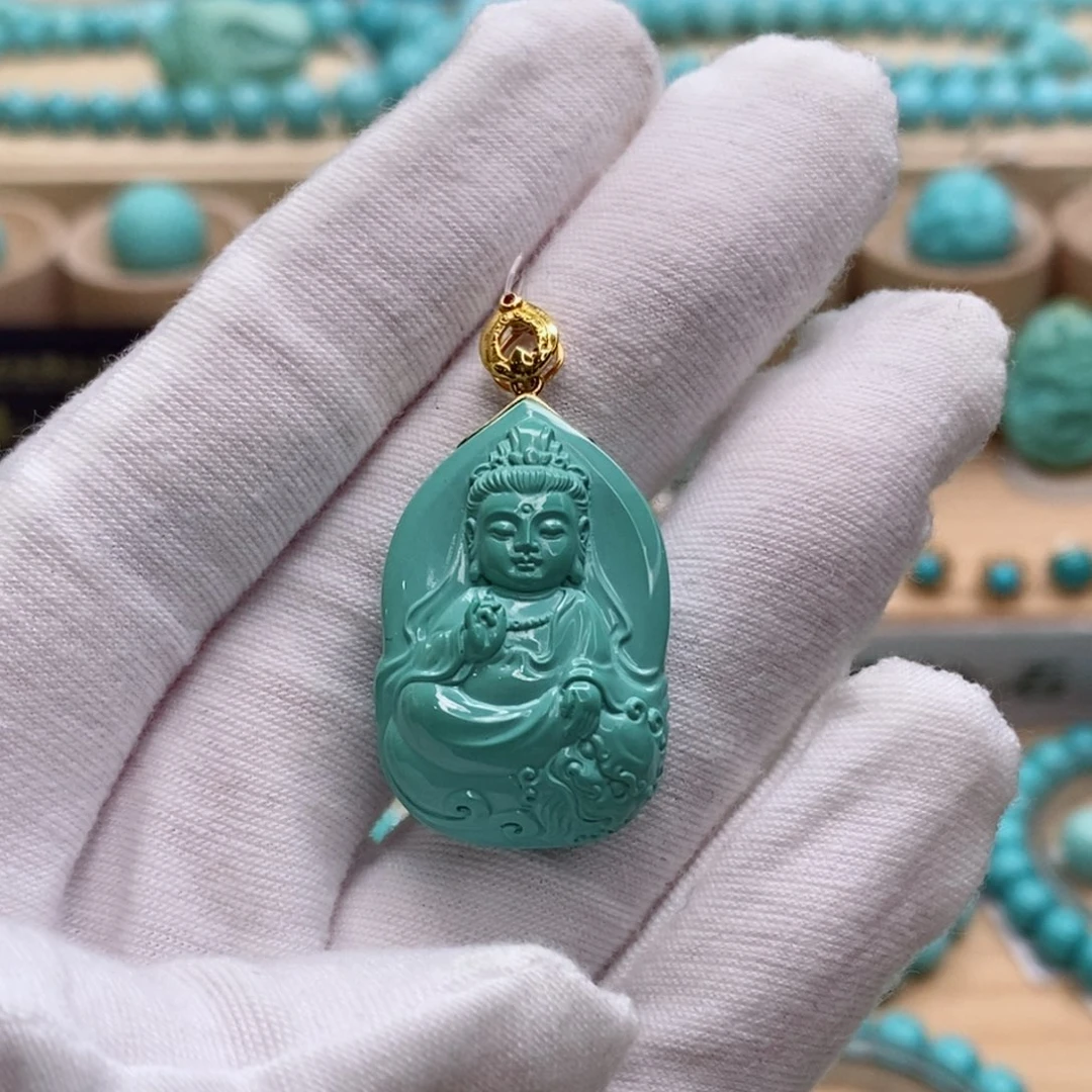 绿松石18K金镶嵌珠宝奇石