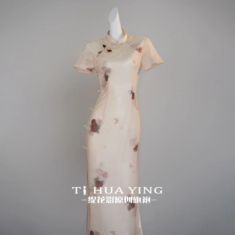 缇花影【赤焰玫瑰】2025新款改良年轻少女中式气质复古夏季连衣裙