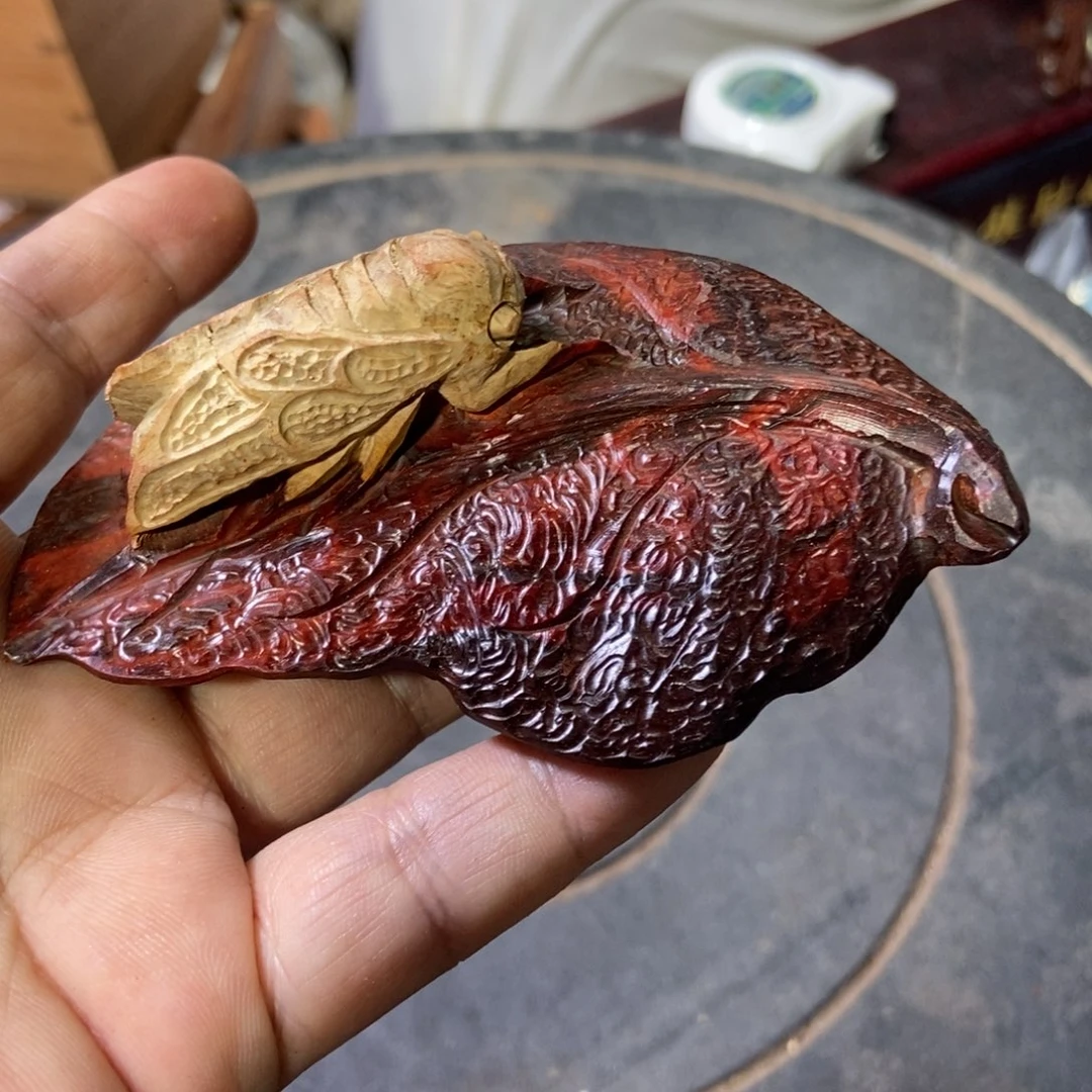 阳***徒木印度小叶摆件放漏