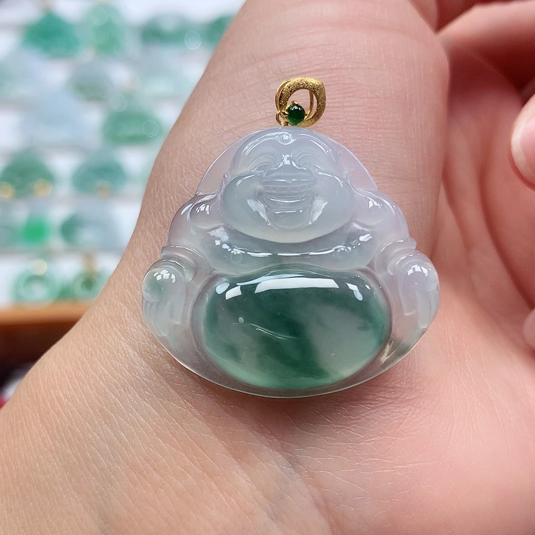 翡翠18K金镶嵌吊坠(赠链)28.6-31-5.2