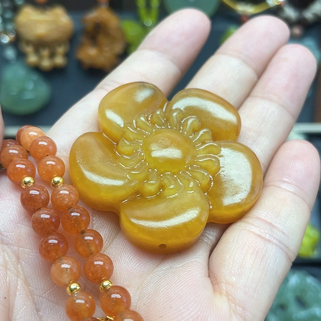 蛇纹石玉合金颈饰
