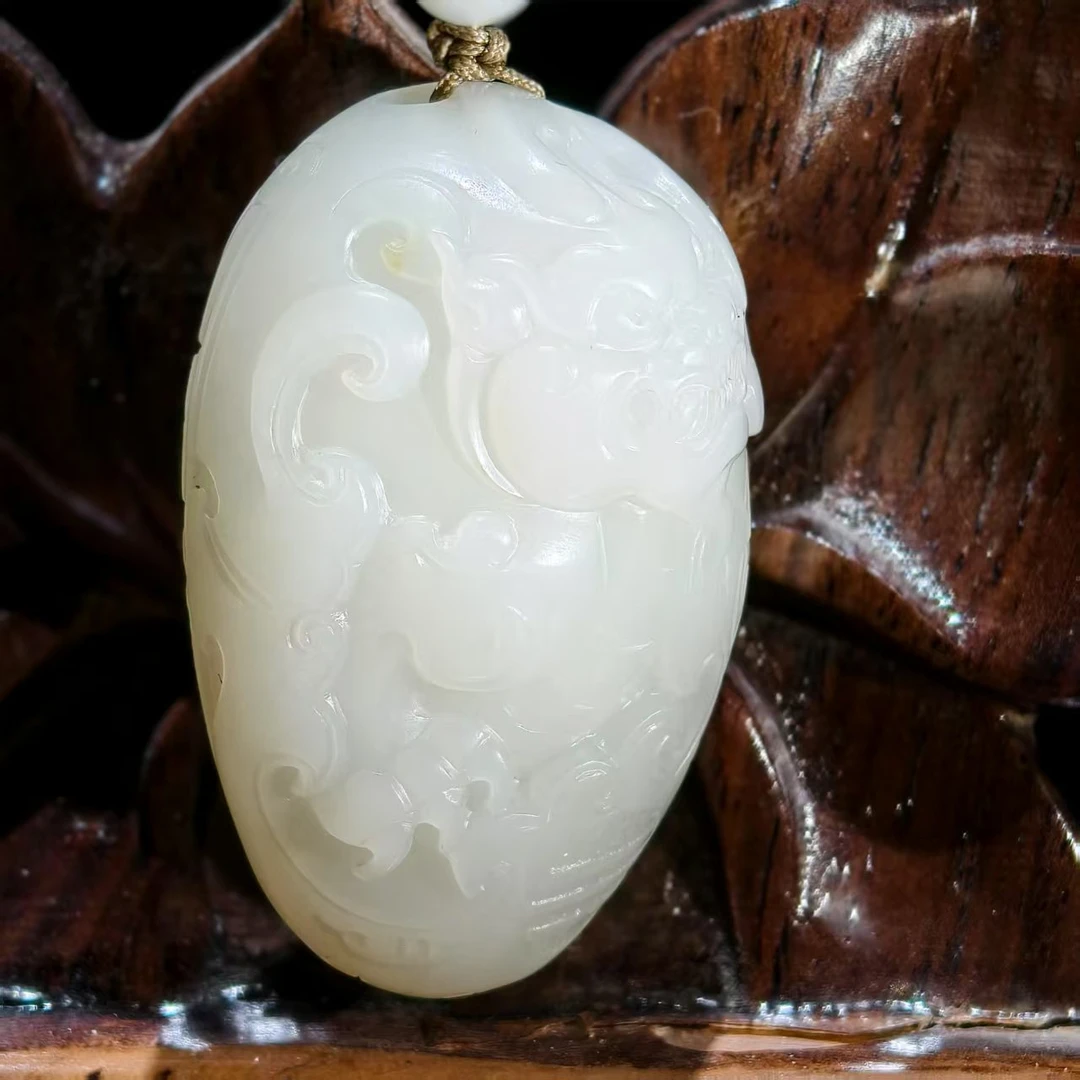 米达姐【米达姐和田玉】米达料椭圆貔貅守护——手工精雕