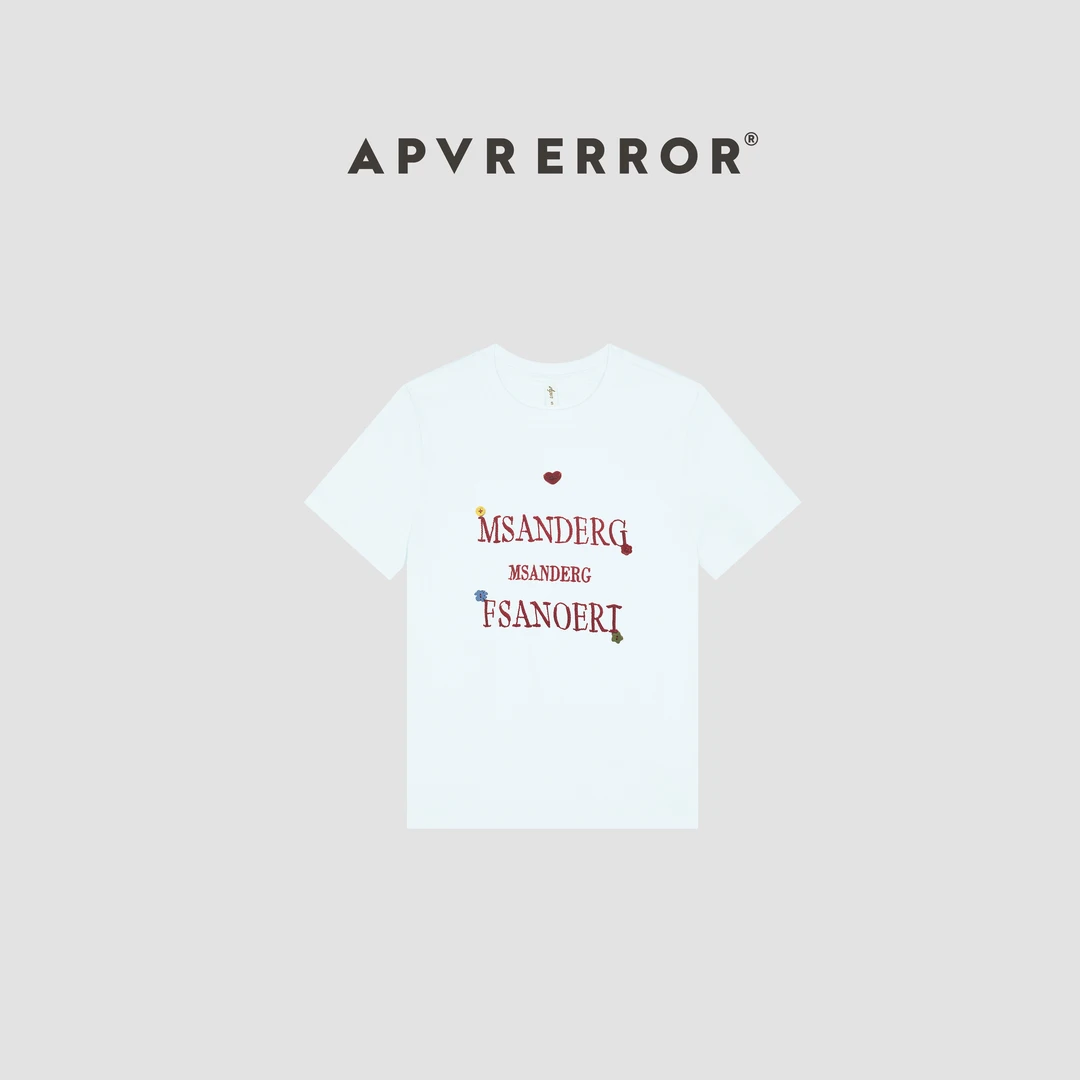 Apvr美式英文2025年春夏新品短袖女休闲百搭显瘦圆领T恤女J054